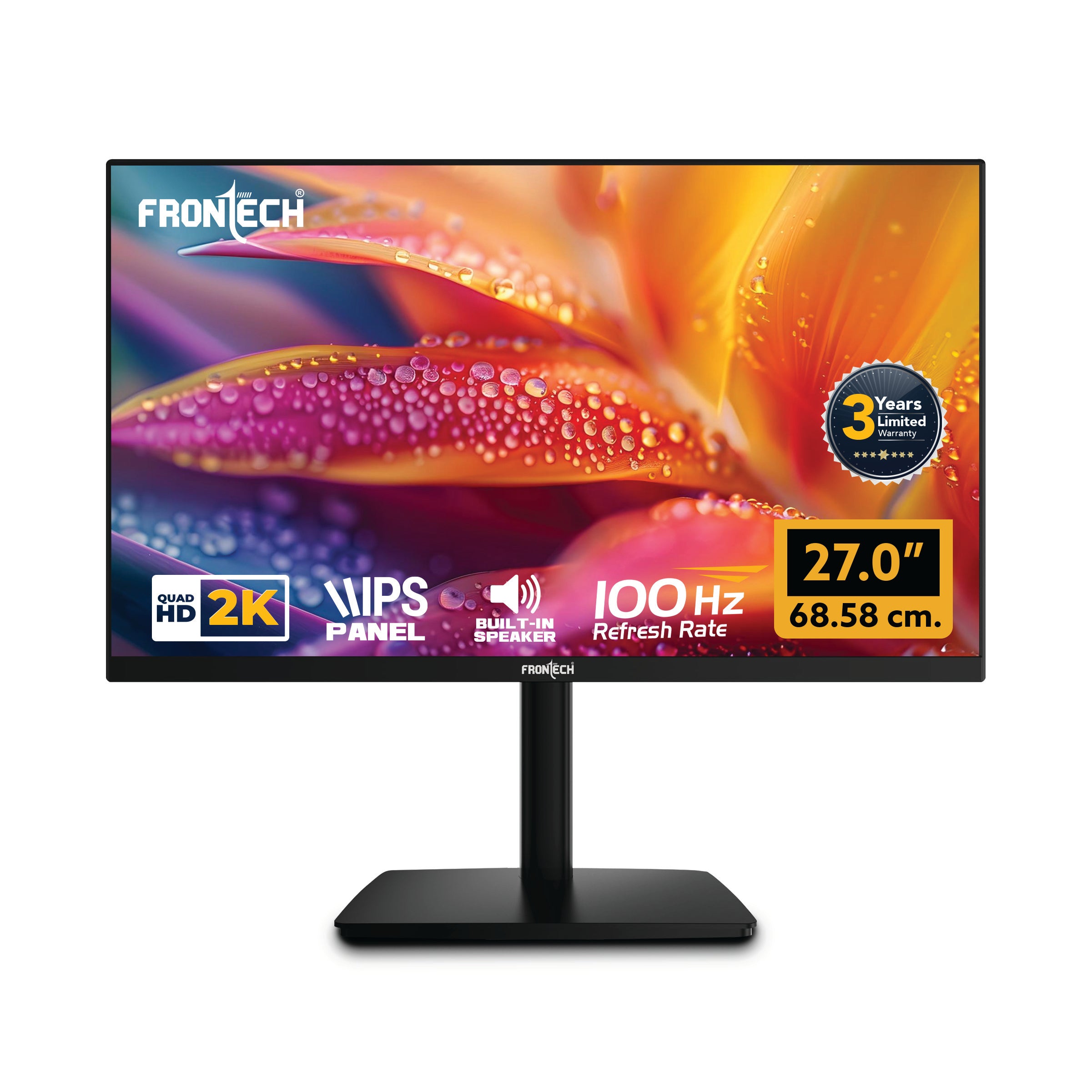 Frontech 27 inch Gaming Monitor | 100Hz | 2560x1440 | Wall Mountable | HDMI & DP | 1ms Response Time | Built-in Speaker | 3 Years Warranty Frontech 27 inch Gaming Monitor | 100Hz | 2560x1440 | Wall Mountable | HDMI & DP | 1ms Response Time | Built-in Speaker | 3 Years Warranty